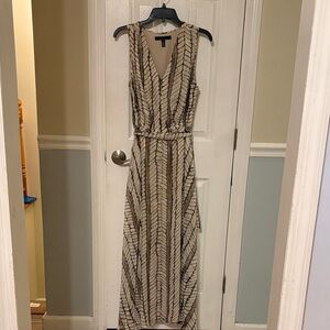 WHBM Sleeveless Beige V Neck Maxi Dress
